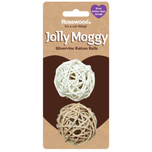 Rosewood Jolly Moggy Silvervine Rattan Balls Cat Toy