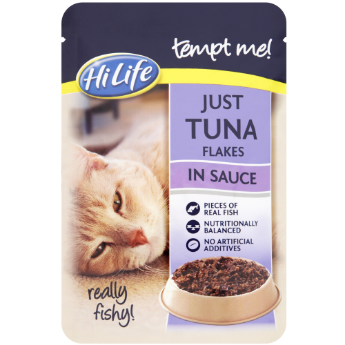 HiLife Tempt Me! Pouch Just Tuna Flakes in Sauce Adult Cat Food