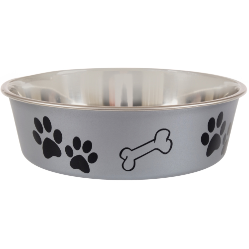 Loving Pets Bella Paw Design Dog Bowl Silver