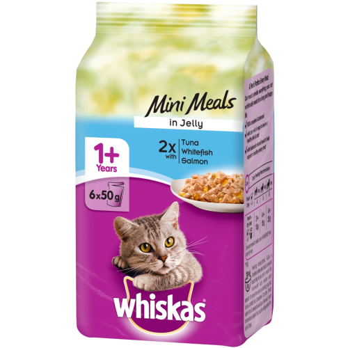 Whiskas 1+ Mini Meals Fish Selection in Jelly Adult Cat Food Pouches