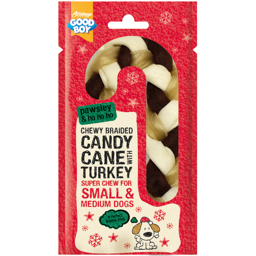 Good Boy Pawsley Braided Candy Cane Christmas Dog Treat