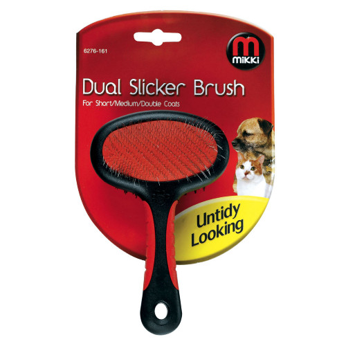 Mikki Dual Slicker Dog Brush For Short/medium/double Coats