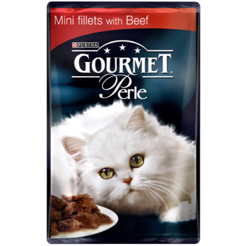 Gourmet Perle Mini fillets with Beef Cat Food