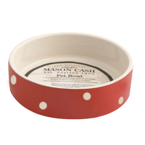Mason Cash Red Polka Dot Ceramic Dog & Cat Bowl