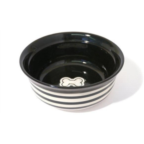 Rosewood Stoneware Black Stripe Dog & Cat Bowl