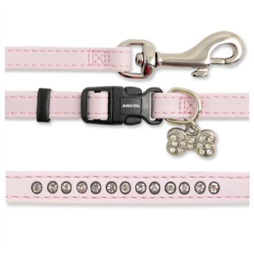 Ancol Small Bite Diamante Deluxe Collar & Lead Puppy Set