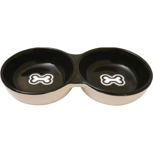 Stoneware Twin Bowl Black Bone