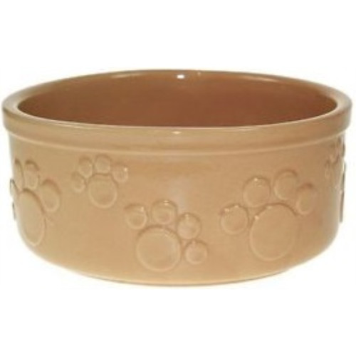 Rosewood Stoneware Pet Dish Beige Embossed Paw
