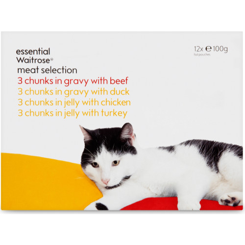 essential Waitrose Meat Pouches in Jelly & Gravy Pouch Cat Food
