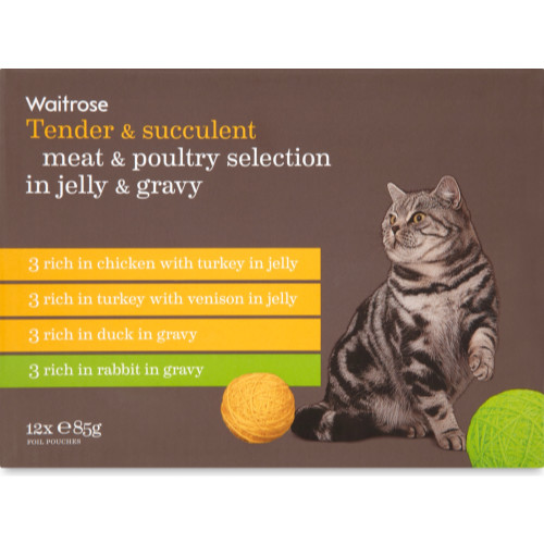 Waitrose Meat & Poultry Selection In Jelly & Gravy Cat Food