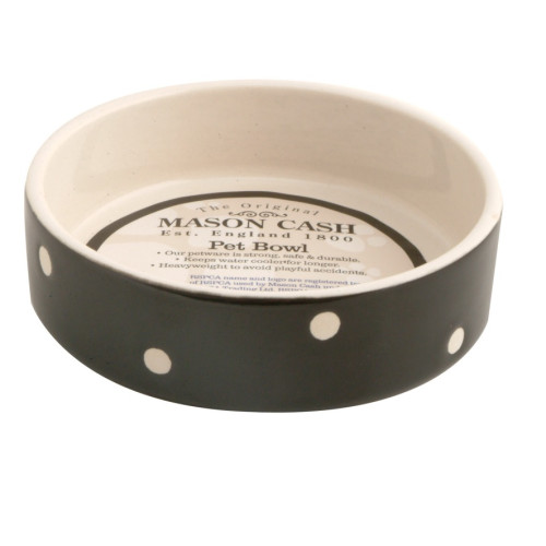 Mason Cash Black Polka Dot Ceramic Dog & Cat Bowl