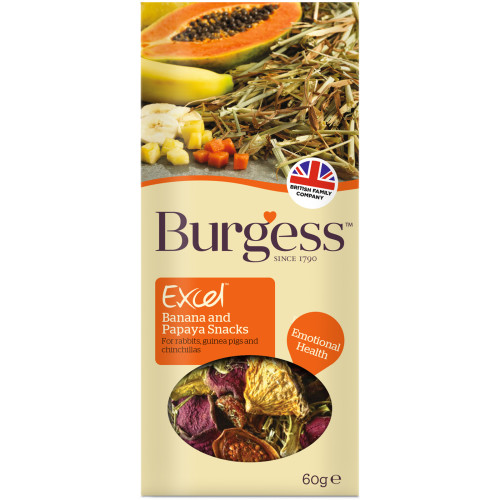 Burgess Excel Banana & Papaya Rabbit, Chinchilla & Guinea Pig Snack
