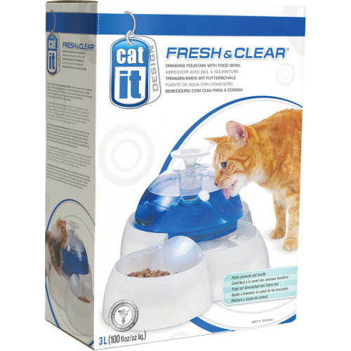 Catit Fresh & Clear Cat Water Fountain with Food Bowl