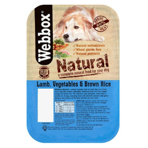 Webbox Natural Trays Lamb Veg & Brown Rice Adult Dog Food