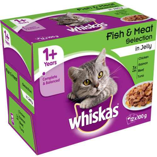 Whiskas 1+ Fish & Meat Selection in Jelly Adult Cat Food