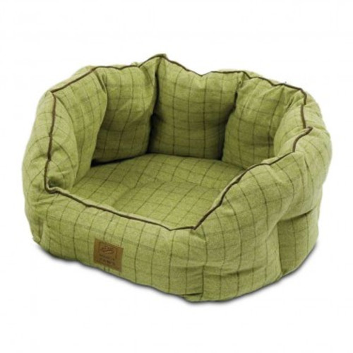 House of Paws Green Tweed Oval Snuggle Dog Bed
