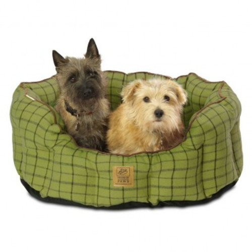 House of Paws Green Tweed Oval Snuggle Dog Bed