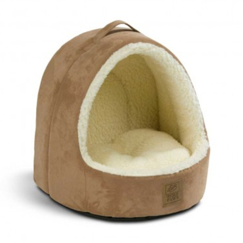 House of Paws Hooded Suede & Sheepskin Cat Bed