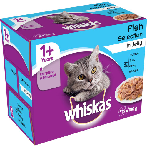 Whiskas 1+ Fish Selection in Jelly Cat Food Pouches