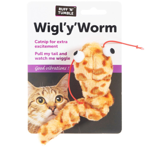 Sharples N Grant Ruff n Tumble Wigl Y Worm Cat Toy