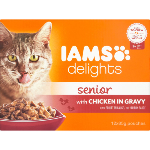 IAMS Delights Chicken in Gravy Senior Selection Cat Food Pouches