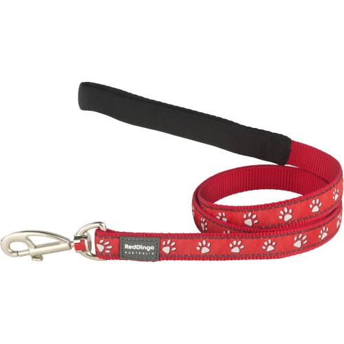 Red Dingo Dog Lead Pawprint Red