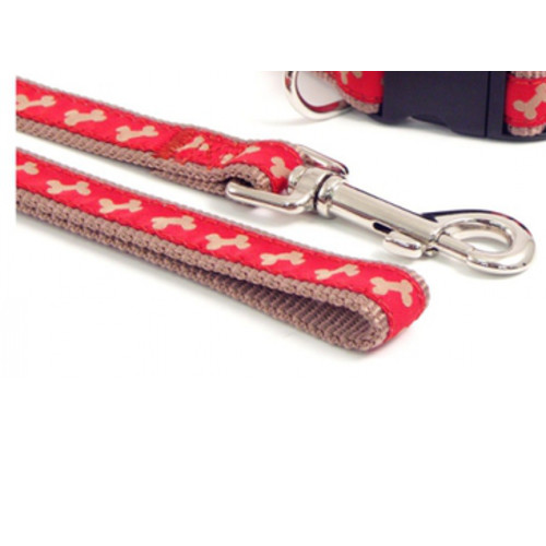 Rosewood Wag 'n' Walk Paw Print Red & Beige Dog Lead