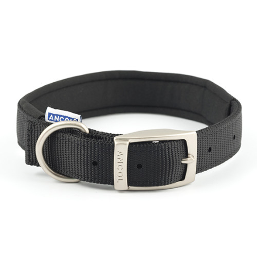 Ancol Padded Nylon Dog Collar Black
