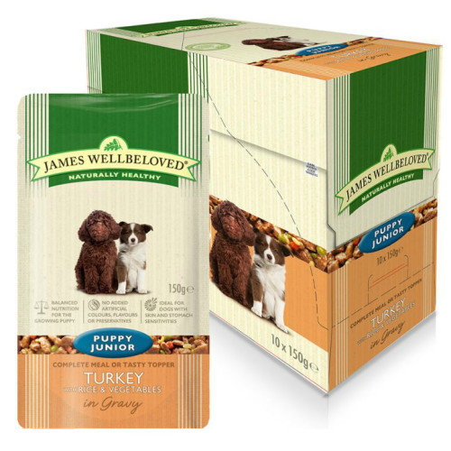 James Wellbeloved Turkey & Rice Puppy Dog Pouches
