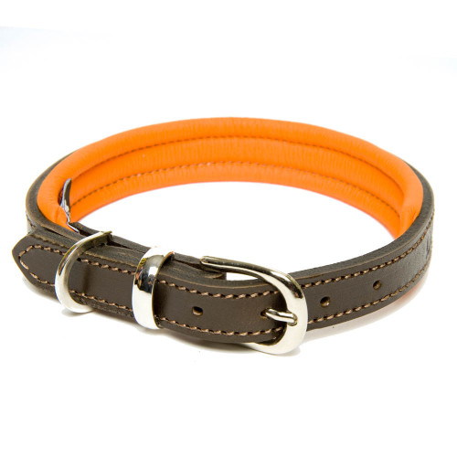 Dogs & Horses Classic Colours Leather Dog Collar Brown & Orange