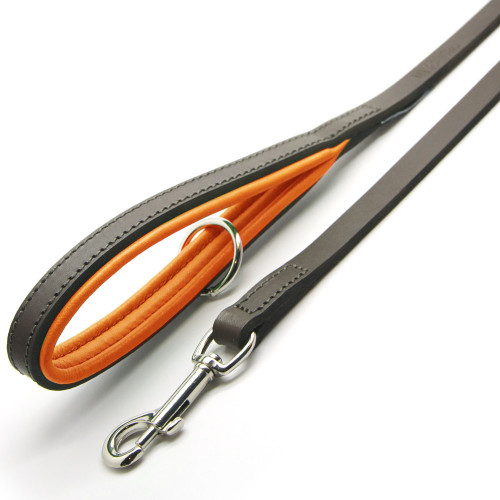 Dogs & Horses Classic Colours Leather Dog Lead Brown & Orange