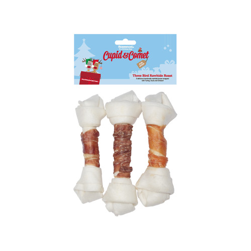 Rosewood Cupid & Comet Three Bird Rawhide Roast for Dogs