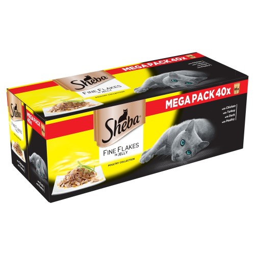 Sheba Pouch Fine Flakes Poultry Selection in Jelly Adult Cat Food