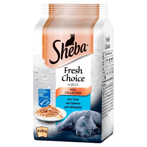 Sheba Mini Pouch Fresh Choice Fish Collection in Jelly Adult Cat Food