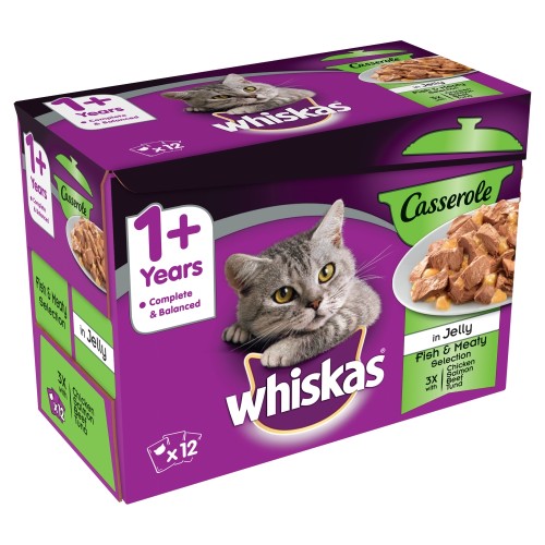 Whiskas 1+ Casserole Fish & Meaty Selection in Jelly Adult Cat Food
