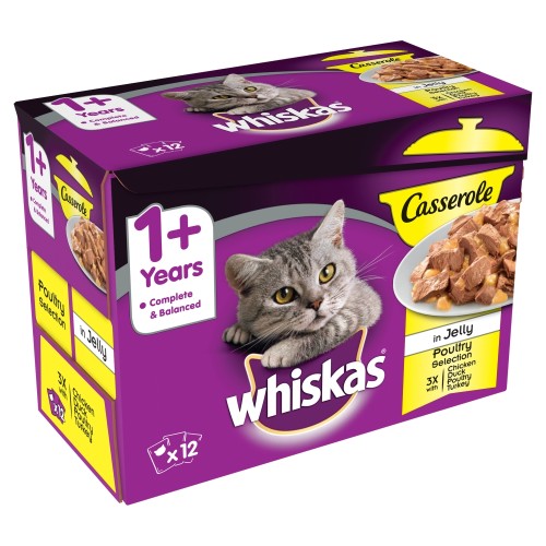 Whiskas 1+ Casserole Poultry Selection in Jelly Adult Cat Food