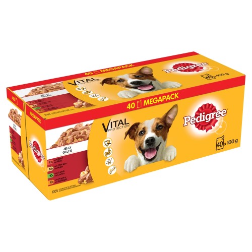 Pedigree Mixed Selection in Jelly Wet Adult 1+ Dog Food Pouches 100g x 40