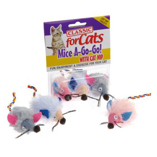 Classic Wide Eye Shaggy Mice Cat Toys