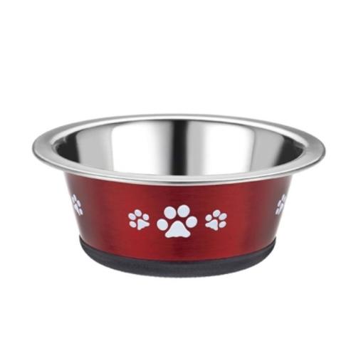 Classic Posh Paws Stainless Steel Red Cat Dish