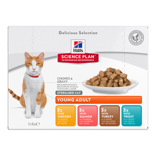 Hills Science Plan Adult Sterilised Cat Multipack Pouches Favourite Selection Wet Cat Food