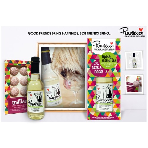 Rosewood Pawsecco White Wine Luxury Christmas Gift Set For Dogs & Cats