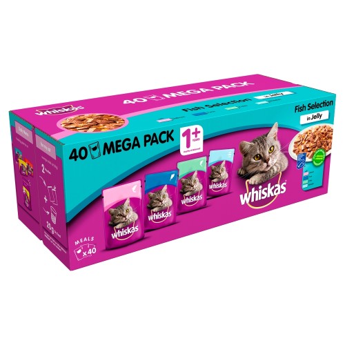 Whiskas 1+ Fish Selection Adult Cat Food Pouches 100g x 40