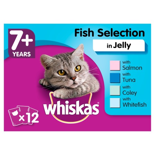 Whiskas 7+ Fish Selection in Jelly Cat Food Pouches 100g x 12