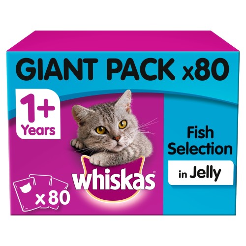 Whiskas 1+ Fish Selection Adult Cat Food Pouches 100g x 80 SAVER PACK