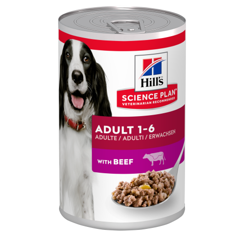 Hills Science Plan Adult Wet Dog Food Beef Cans 370g x 12