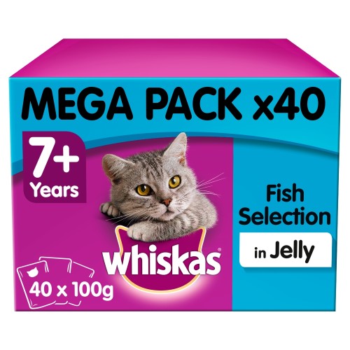 Whiskas 7+ Fish Selection in Jelly Cat Food Pouches 100g x 40