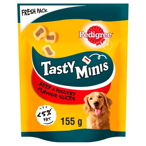 Pedigree Tasty Minis Chewy Slices Beef Adult Dog Treats 155g x 8 SAVER PACK