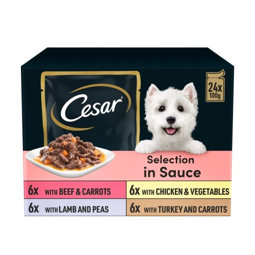 Cesar Pouch Deliciously Fresh Favourites in Sauce Adult Dog Food 100g x 24