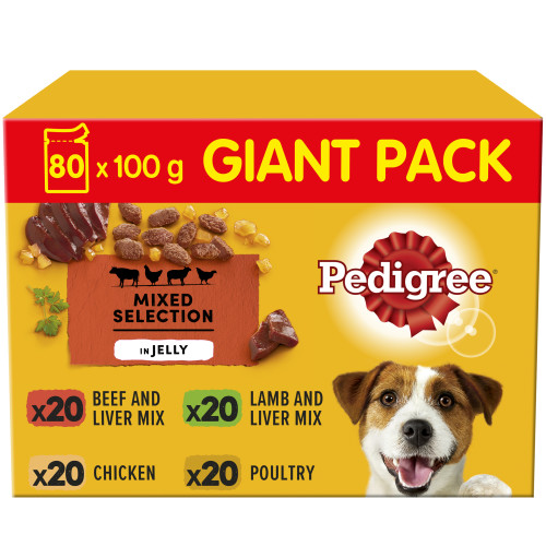 Pedigree Mixed Selection in Jelly Wet Adult Dog Food 100g x 80