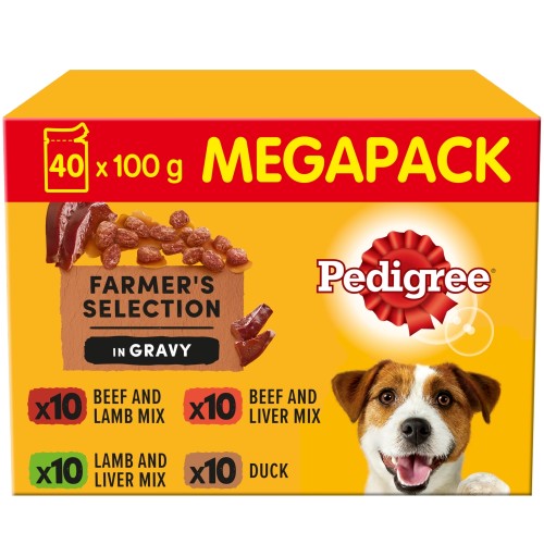 Pedigree Farmers Selection in Gravy Adult Wet Dog Food 100 x 40